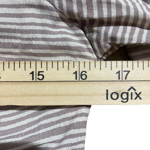 NWT NOMBRE Beige Stripe 3/4 sleeve open back dress Made in USA Women's XS - Picture 10 of 11